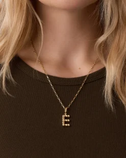 gorjana Crew Alphabet Statement Charm Necklace 18k Gold Plated Clearance