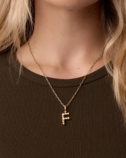 gorjana Crew Alphabet Statement Charm Necklace 18k Gold Plated Clearance