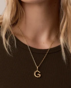 gorjana Crew Alphabet Statement Charm Necklace 18k Gold Plated Clearance