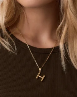 gorjana Crew Alphabet Statement Charm Necklace 18k Gold Plated Clearance