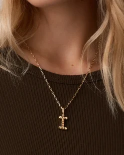 gorjana Crew Alphabet Statement Charm Necklace 18k Gold Plated Clearance