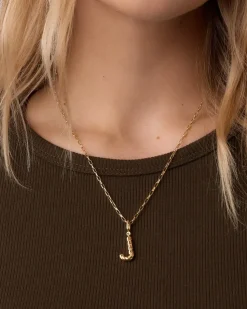 gorjana Crew Alphabet Statement Charm Necklace 18k Gold Plated Clearance