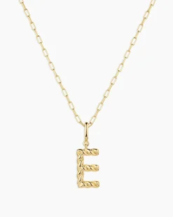 gorjana Crew Alphabet Statement Charm Necklace 18k Gold Plated Clearance