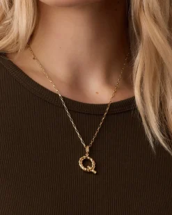 gorjana Crew Alphabet Statement Charm Necklace 18k Gold Plated Clearance