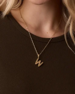 gorjana Crew Alphabet Statement Charm Necklace 18k Gold Plated Clearance