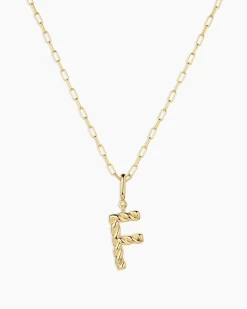 gorjana Crew Alphabet Statement Charm Necklace 18k Gold Plated Clearance
