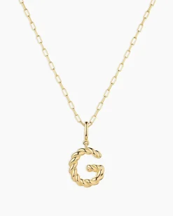 gorjana Crew Alphabet Statement Charm Necklace 18k Gold Plated Clearance