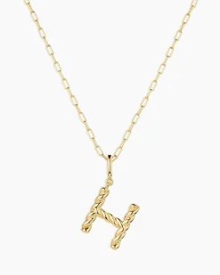 gorjana Crew Alphabet Statement Charm Necklace 18k Gold Plated Clearance