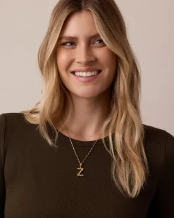 gorjana Crew Alphabet Statement Charm Necklace 18k Gold Plated Clearance