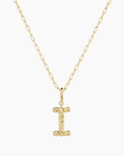 gorjana Crew Alphabet Statement Charm Necklace 18k Gold Plated Clearance