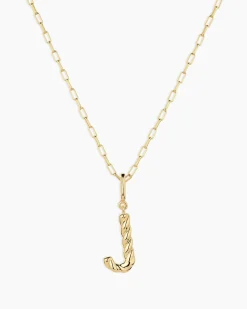 gorjana Crew Alphabet Statement Charm Necklace 18k Gold Plated Clearance