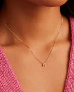 gorjana Diamond Alphabet Necklace 14k Solid Gold Hot