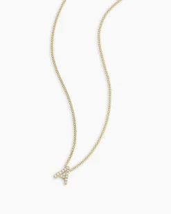 gorjana Diamond Alphabet Necklace 14k Solid Gold Hot