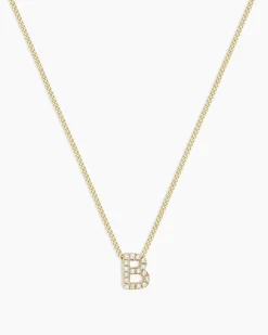 gorjana Diamond Alphabet Necklace 14k Solid Gold Hot