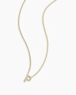 gorjana Diamond Alphabet Necklace 14k Solid Gold Hot