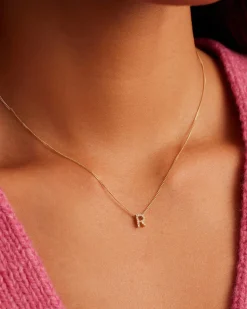 gorjana Diamond Alphabet Necklace 14k Solid Gold Hot