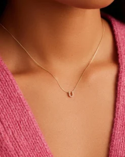 gorjana Diamond Alphabet Necklace 14k Solid Gold Hot
