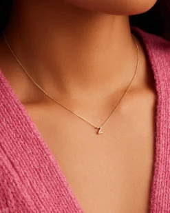 gorjana Diamond Alphabet Necklace 14k Solid Gold Hot