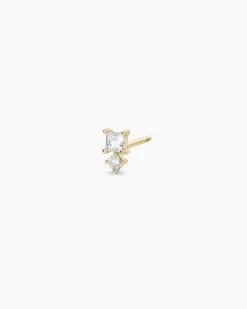 gorjana Diamond and White Sapphire Single Stud 14k Solid Gold Clearance