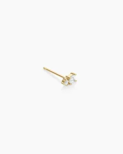 gorjana Diamond and White Sapphire Single Stud 14k Solid Gold Clearance