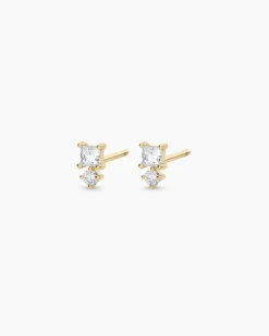 gorjana Diamond and White Sapphire Studs 14k Solid Gold New