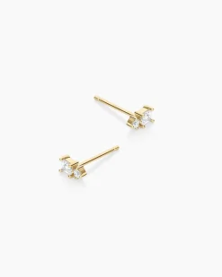 gorjana Diamond and White Sapphire Studs 14k Solid Gold New