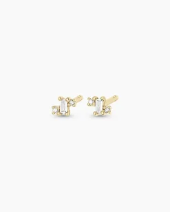 gorjana Diamond and White Sapphire Amara Cluster Single Stud 14k Solid Gold Discount