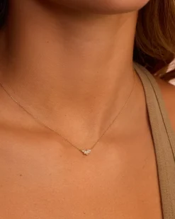 gorjana Diamond and White Sapphire Amara Trio Necklace 14k Solid Gold Outlet