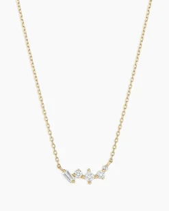 gorjana Diamond and White Sapphire Amara Cluster Necklace 14k Solid Gold Fashion