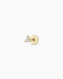 gorjana Diamond Bali Flat Back Single Stud 14k Solid Gold Clearance