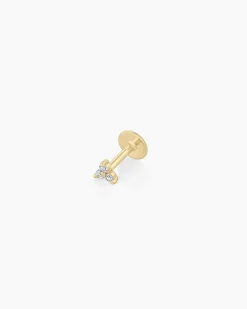 gorjana Diamond Bali Flat Back Single Stud 14k Solid Gold Clearance