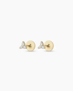 gorjana Diamond Bali Flat Back Studs 14k Solid Gold Outlet