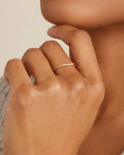 gorjana Diamond Bar Ring 14k Solid Gold New
