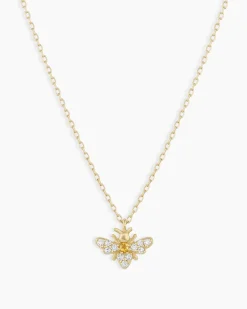gorjana Diamond Bee Necklace 14k Solid Gold Discount