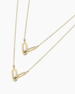 gorjana Diamond Bond Interlocking Link Necklace 14k Solid Gold Clearance