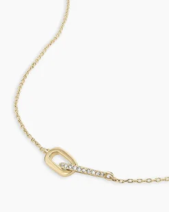 gorjana Diamond Bond Interlocking Link Necklace 14k Solid Gold Clearance