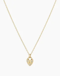 gorjana Diamond Bond Lock Necklace 14k Solid Gold New