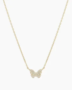 gorjana Diamond Butterfly Necklace 14k Solid Gold Hot