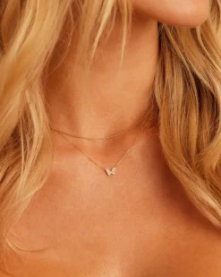 gorjana Diamond Butterfly Necklace 14k Solid Gold Hot