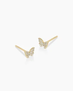 gorjana Diamond Butterfly Studs 14k Solid Gold Sale