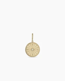 gorjana Diamond Compass Charm 14k Solid Gold Hot