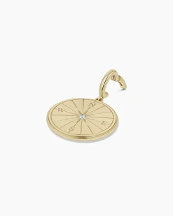 gorjana Diamond Compass Charm 14k Solid Gold Hot