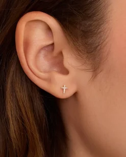 gorjana Diamond Cross Single Stud 14k Solid Gold Online