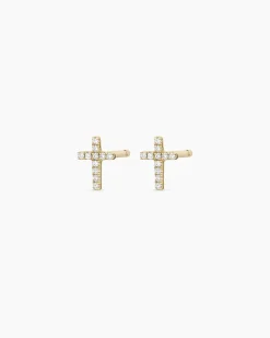 gorjana Diamond Cross Studs 14k Solid Gold Online