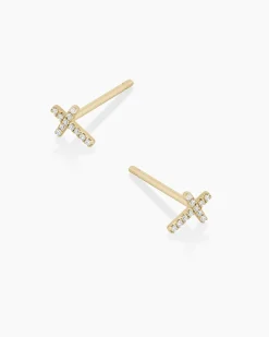 gorjana Diamond Cross Studs 14k Solid Gold Online