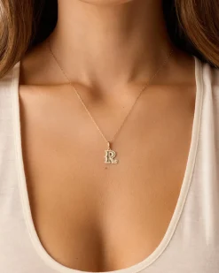 gorjana Diamond Era Alphabet Charm 14k Solid Gold Discount