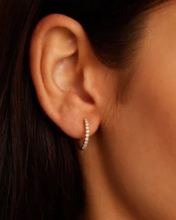 gorjana Diamond 15mm Hoops 14k Solid Gold Fashion
