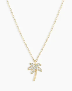 gorjana Diamond Palm Necklace 14k Solid Gold Clearance