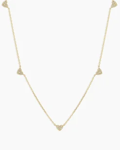 gorjana Diamond Pavé 5 Heart Necklace 14k Solid Gold Hot