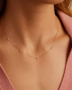 gorjana Diamond Pavé 5 Heart Necklace 14k Solid Gold Hot